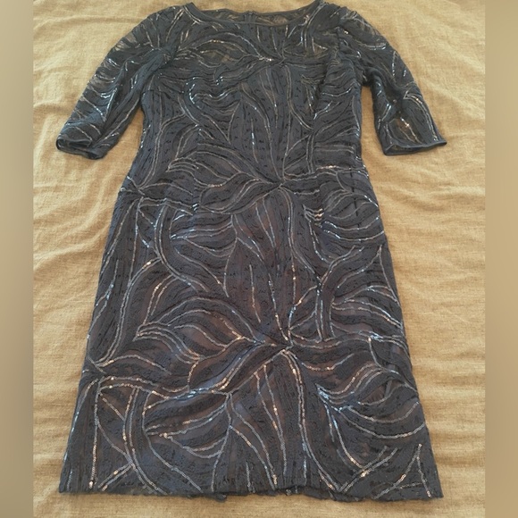 Tahari Elegant Navy Blue Cocktail Dress - Picture 2 of 6